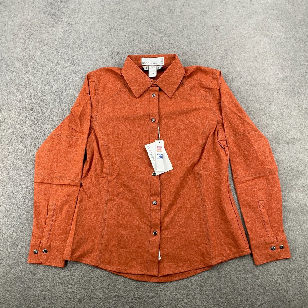 North End Shirt Womens Small Orange Long Sleeve Casual Streetwear Button Up